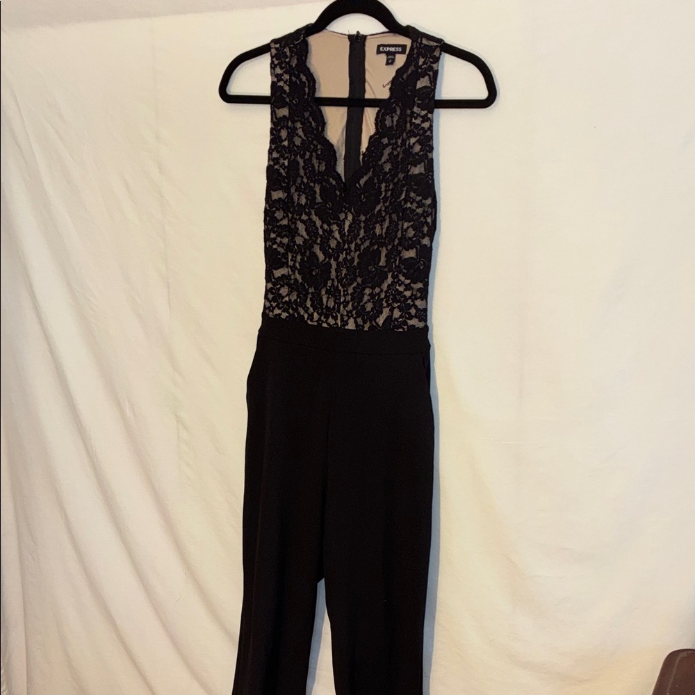 Express Black Lace Detail Jumpsuit